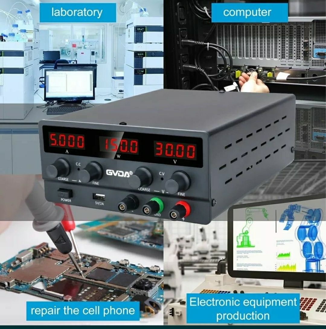 Лабораторный регулируемый блок питания 30В/10А USB DC напряжения GVDA.