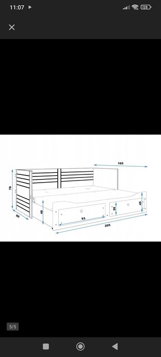 Rama łóżka z materacem