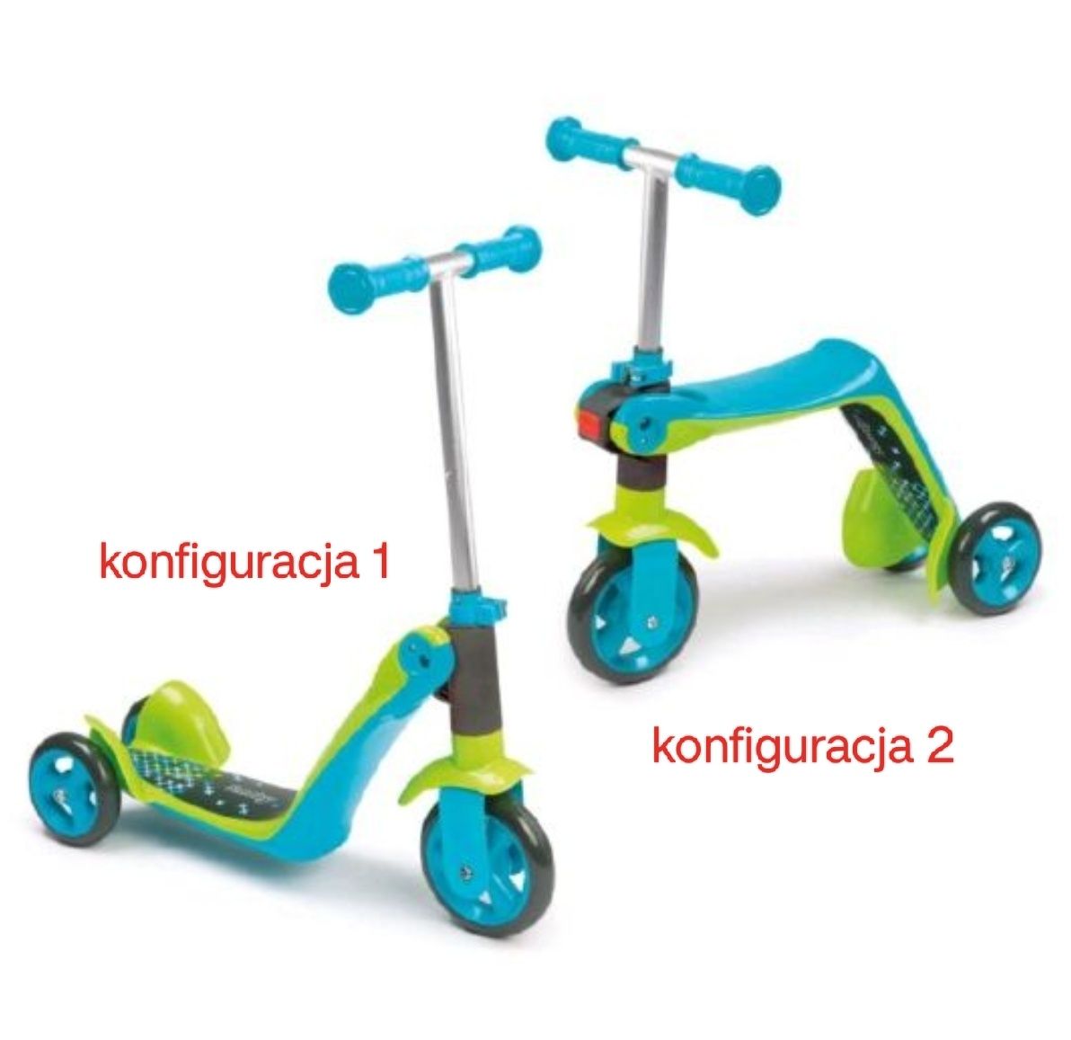 Hulajnoga Trójkołowa 2w1 niebiesko-zielona Smoby