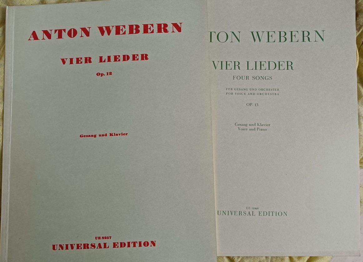 Webern Anton Vier Lieder Cztery Pieśni op. 12, op.13 UNIVERSAL EDITION