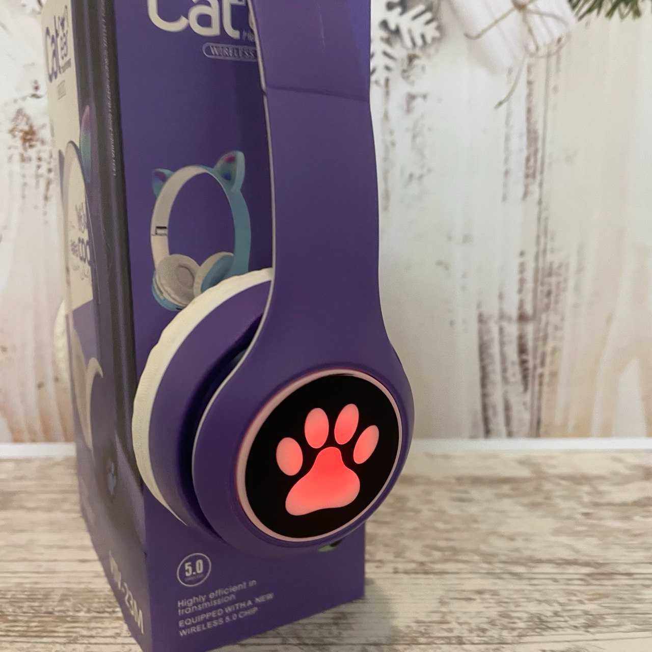 Беспроводные Bluetooth наушники с  ушками и RGB подсветкой Cat
