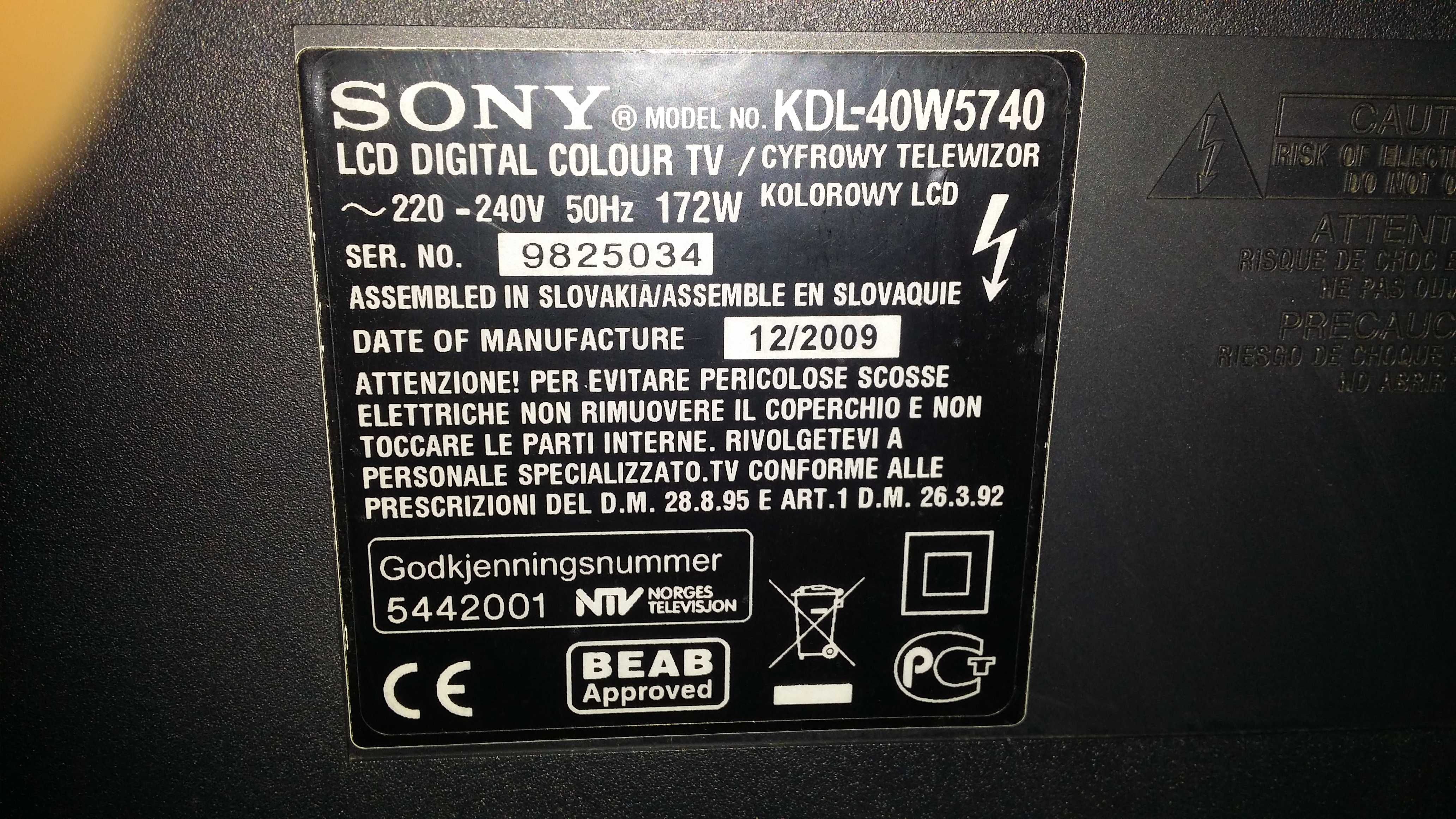 telewizor Sony model KDL 40W5740 - 40 cali idealny na działkę LCD