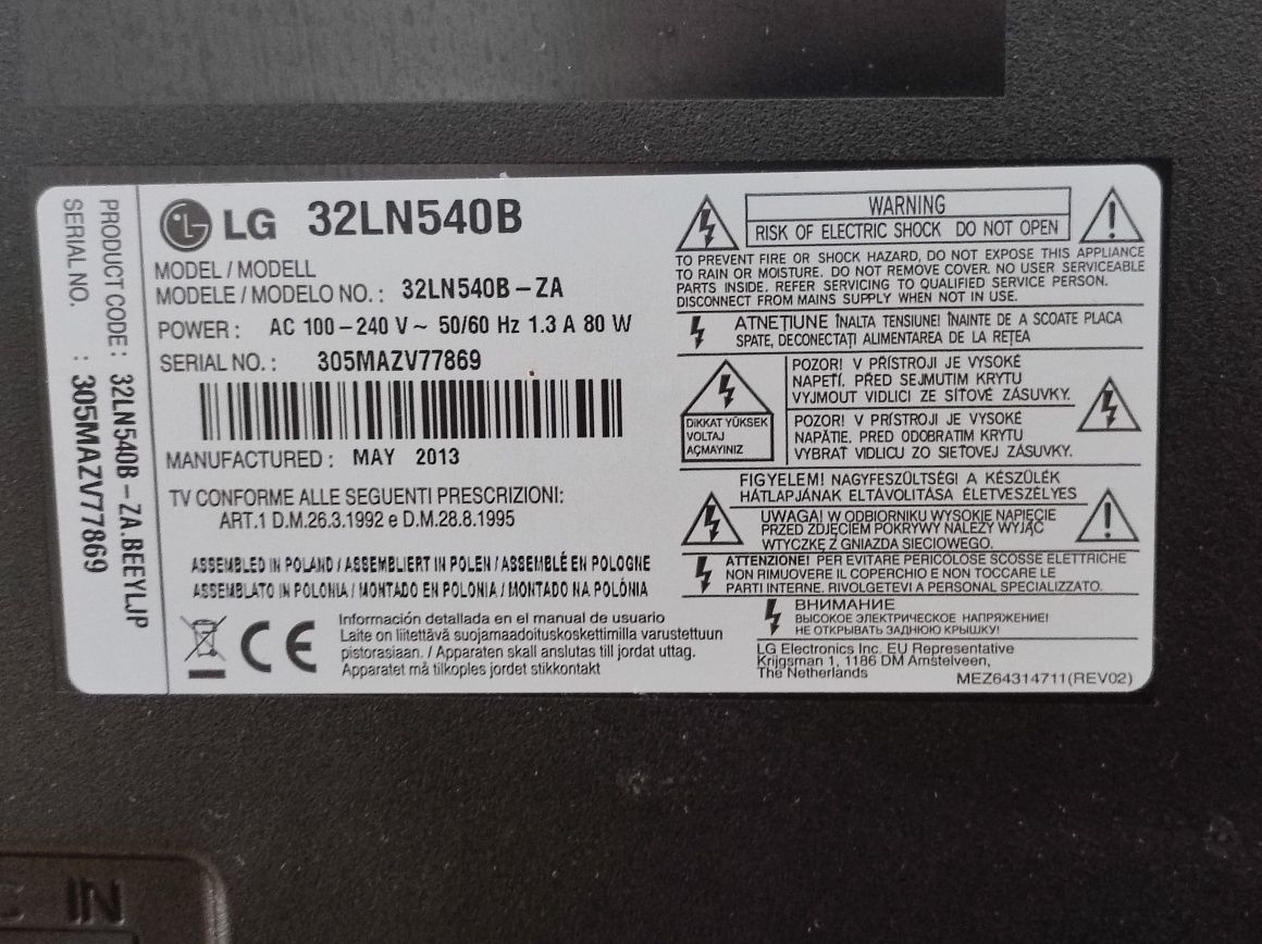 Telewizor LED LG 32LN540B 32" HD Ready czarny