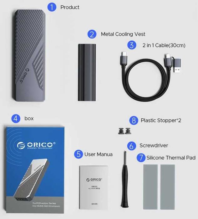 Зовнішня кишеня ORICO CNM2-U4 - 40Gbps USB4 для M.2 NVMe SSD