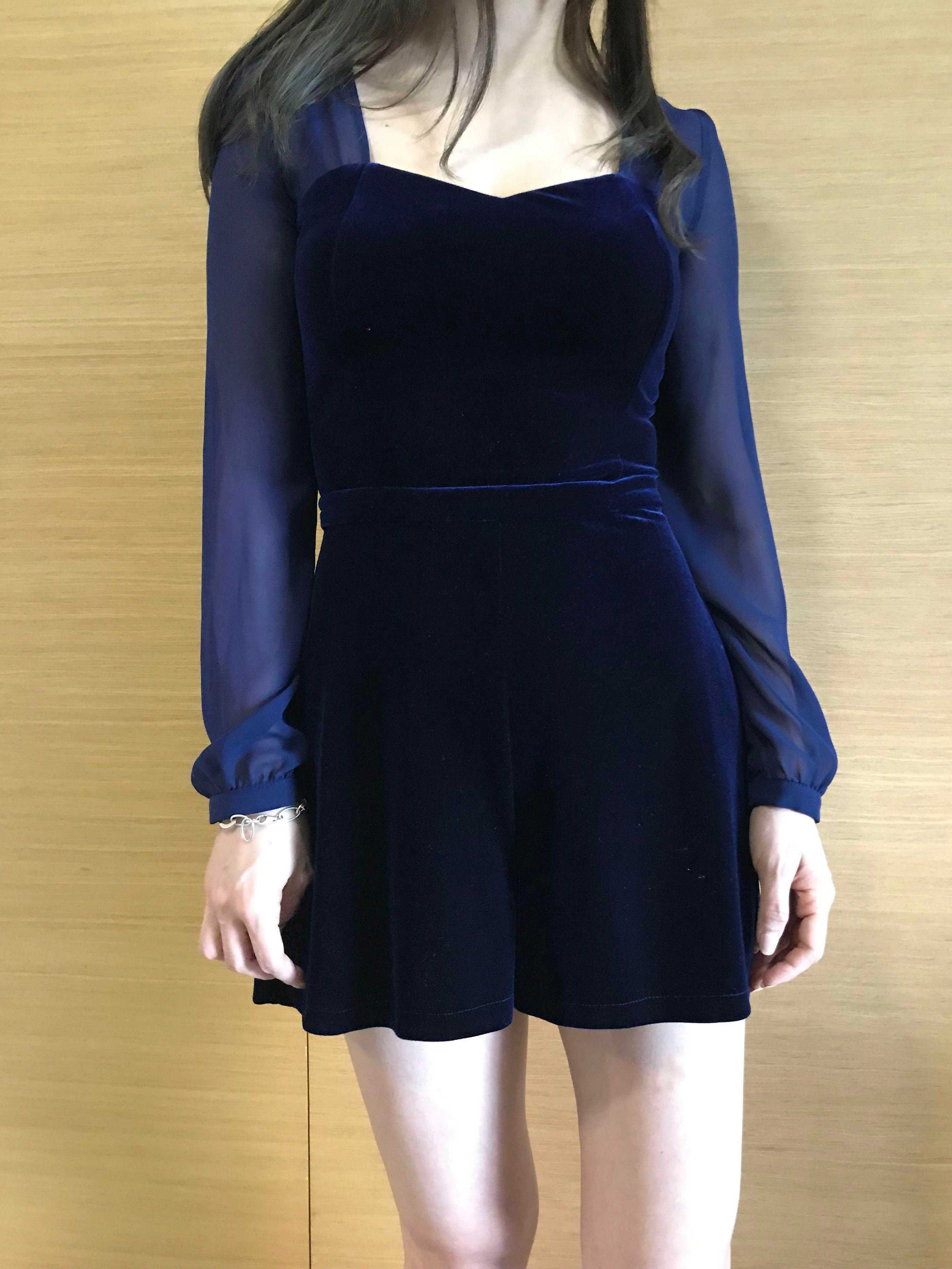 Krótki aksamitny błękitny krótki kombinezon Topshop M 38 niebieski