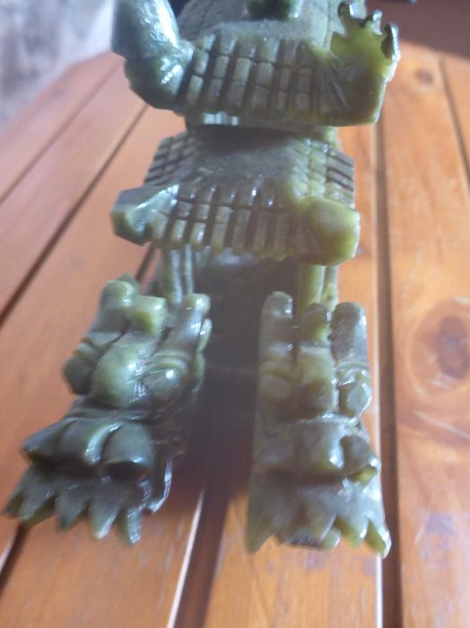Vintage Barco de Jade Verde Cultura Chinesa do Dragão ESCULPIDO Á MÃO