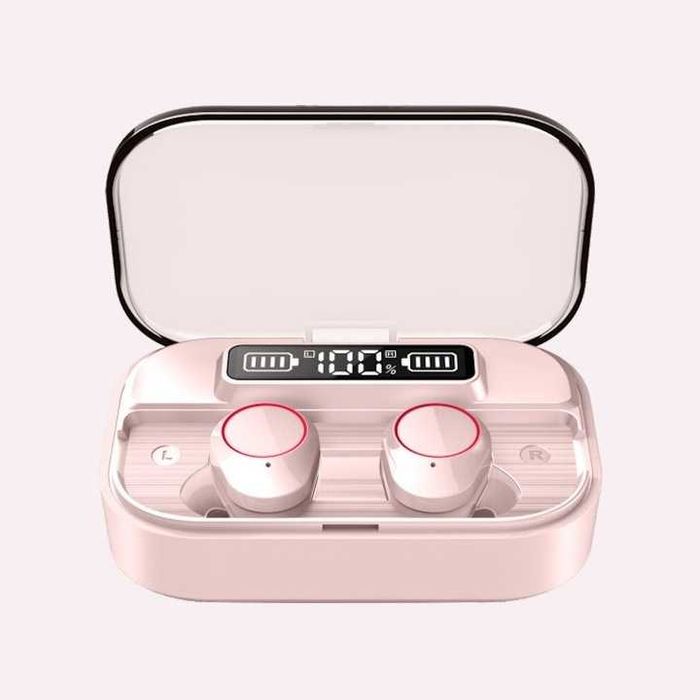 Słuchawki bezprzewodowe dokanałowe na bluetooth cieliste