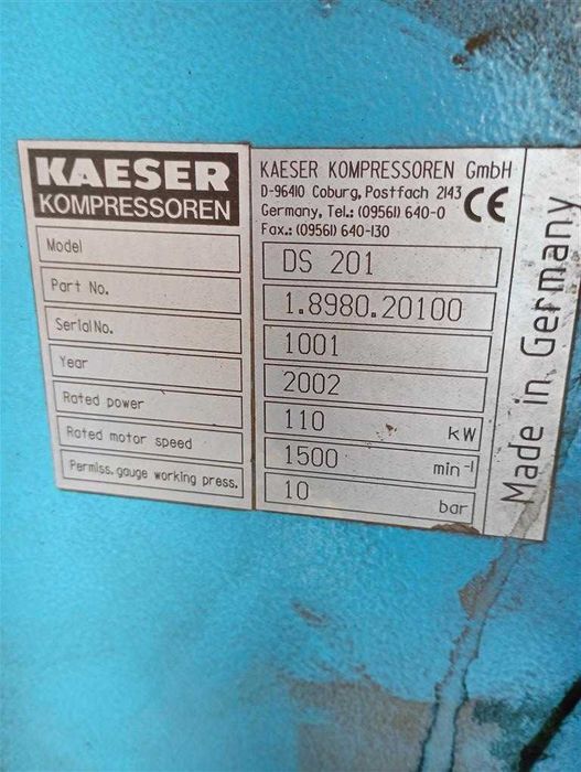 SPRAWNA!!! Sprężarka śrubowa Kaeser DS201 110 kW 22m3/min S013802