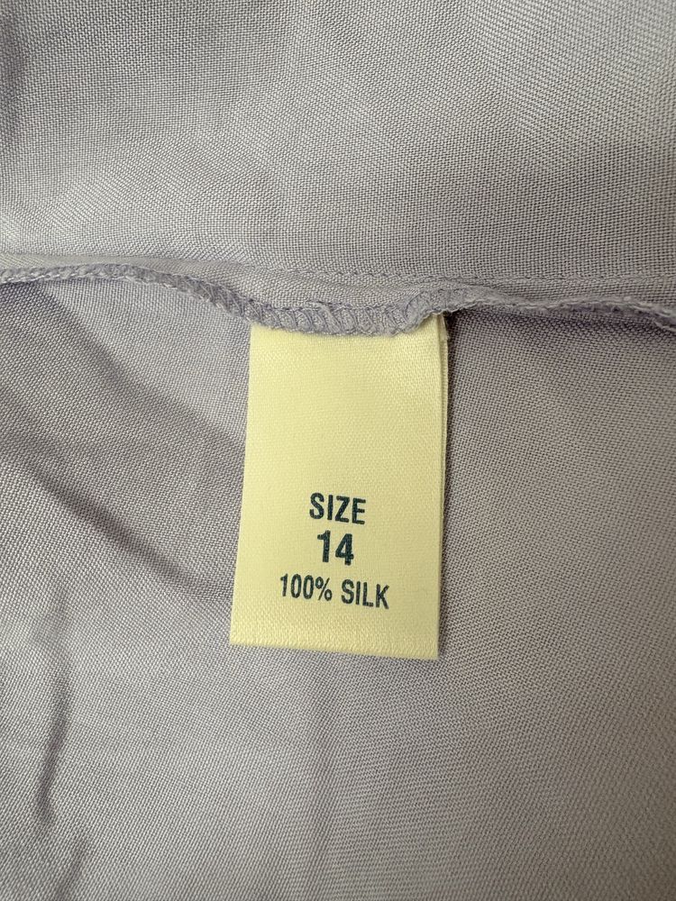 Pastelowa koszula damska krótki rękaw jedwab silk side 14 xl 42