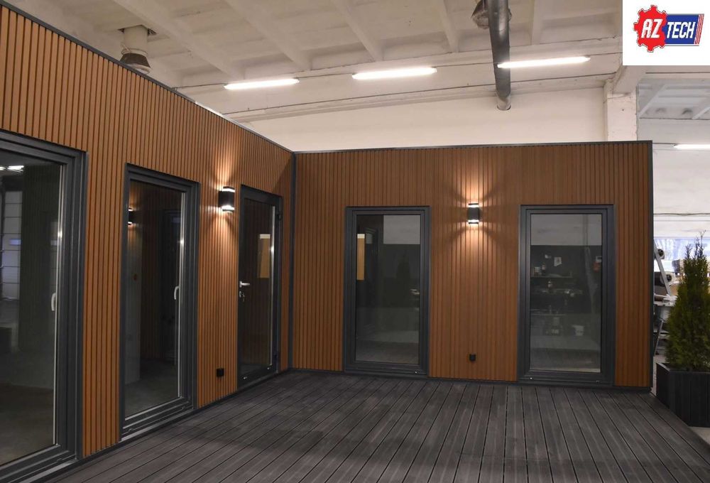 Kontener biurowy w kształcie litery "L" z montażem i transportem