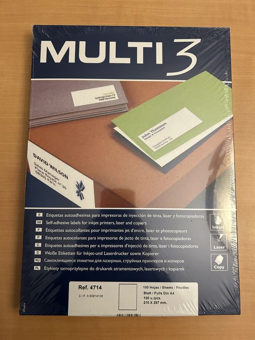 Papel A4 autocolante para impressora