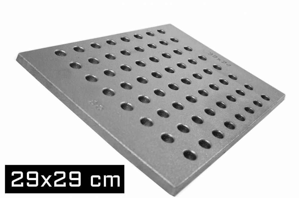 Ruszt żeliwny do kominka piecyka 29x29 cm dziurkowany grubość 11mm
