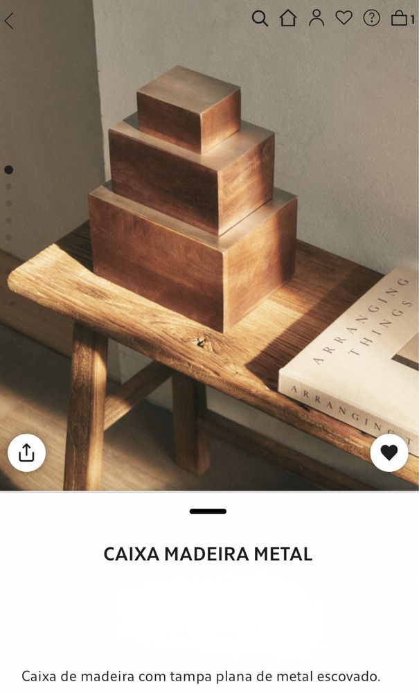 Caixa Madeira Metal Zara Home NOVO