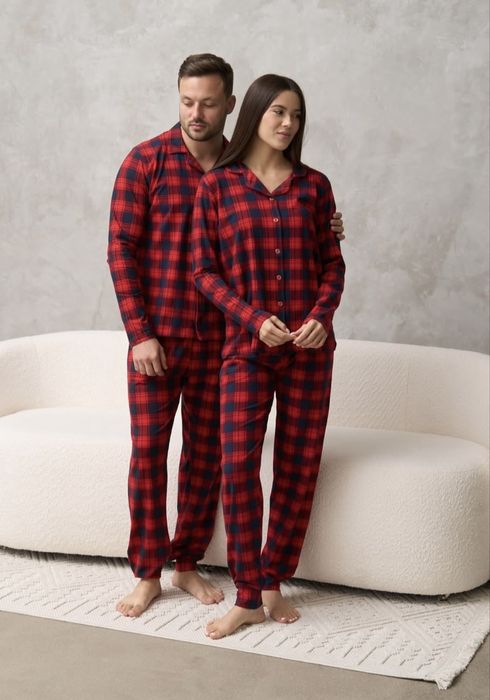 Парні піжами в клітинку family look, фемелі лук