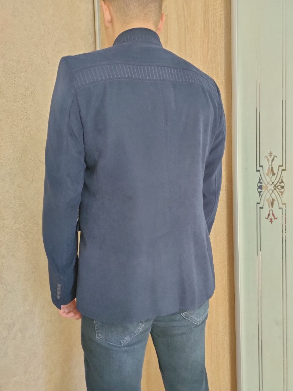 Пиджак мужской / Піджак з коміром стійка синього кольору Victor Enzo