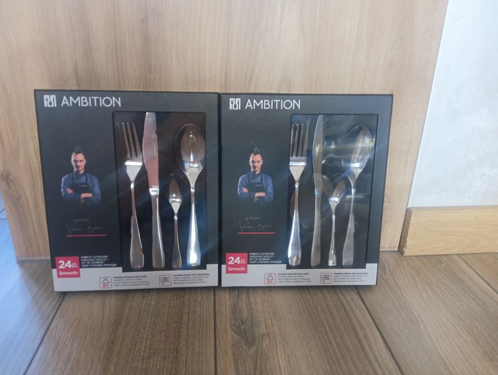 2 zestawy sztućców AMBITION smooth dla 12osób