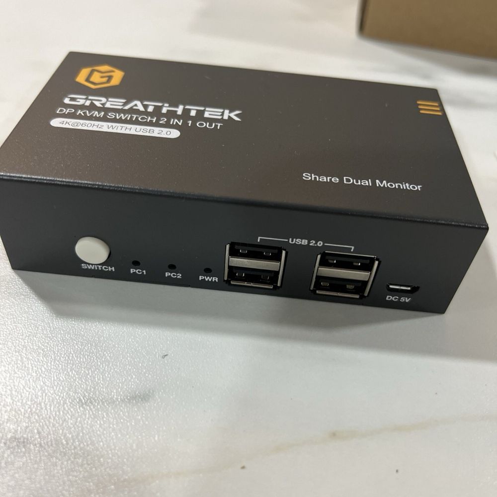 Greathtek Dp KVM-переключатель 2 В 1 ВЫХОД 4K 60 Гц с USB 2.0 Openbox