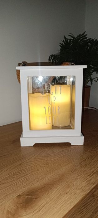 Білий дерев'яний декоративний ліхтар підсвічник фонарь jusk юск