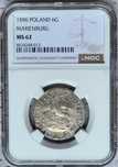 Szóstak 1596 Zygmunt III Waza trojak ort  ngc ms 62 pcgs