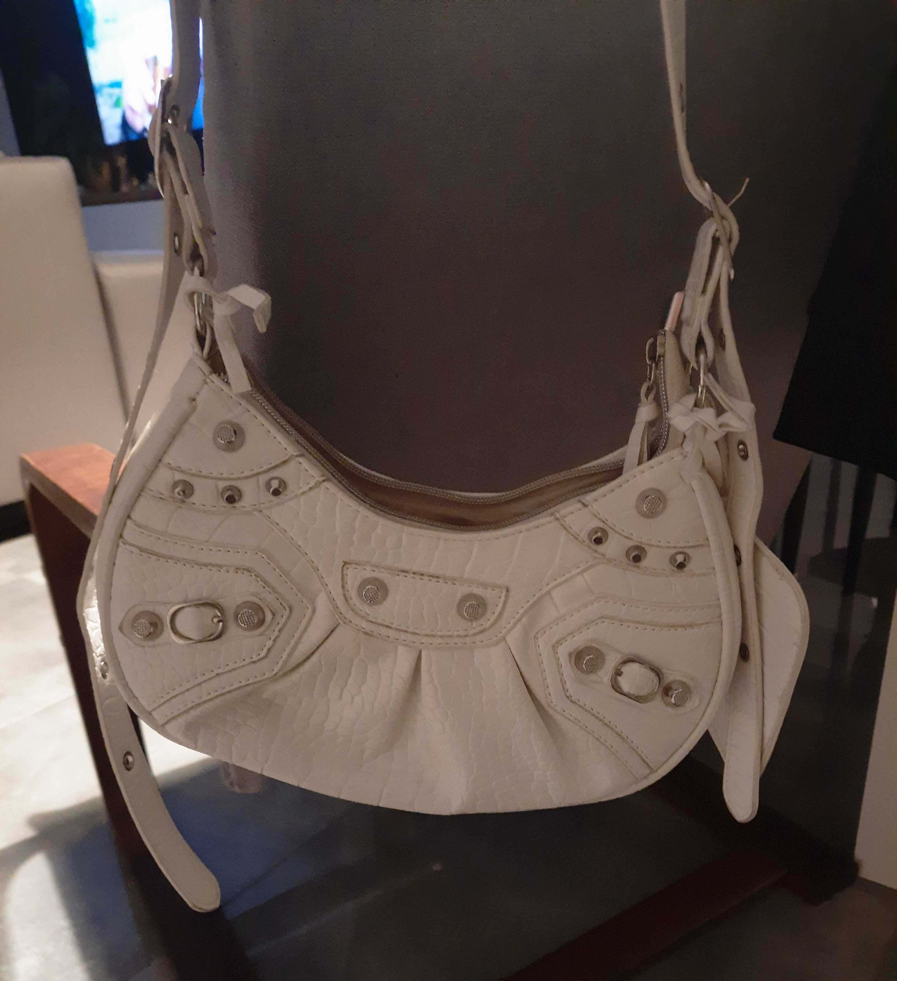 Torebka balenciaga cagole biala croco cwieki listonoszka mala