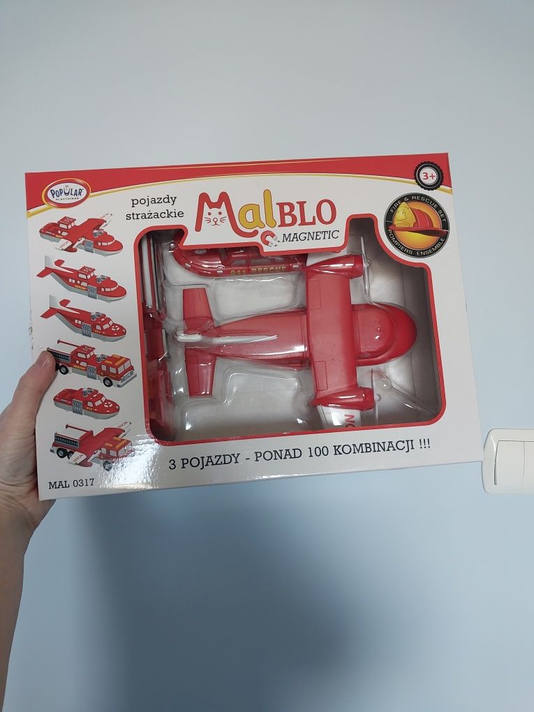Klocki magnetyczne samolot, łódź, wóz strażacki