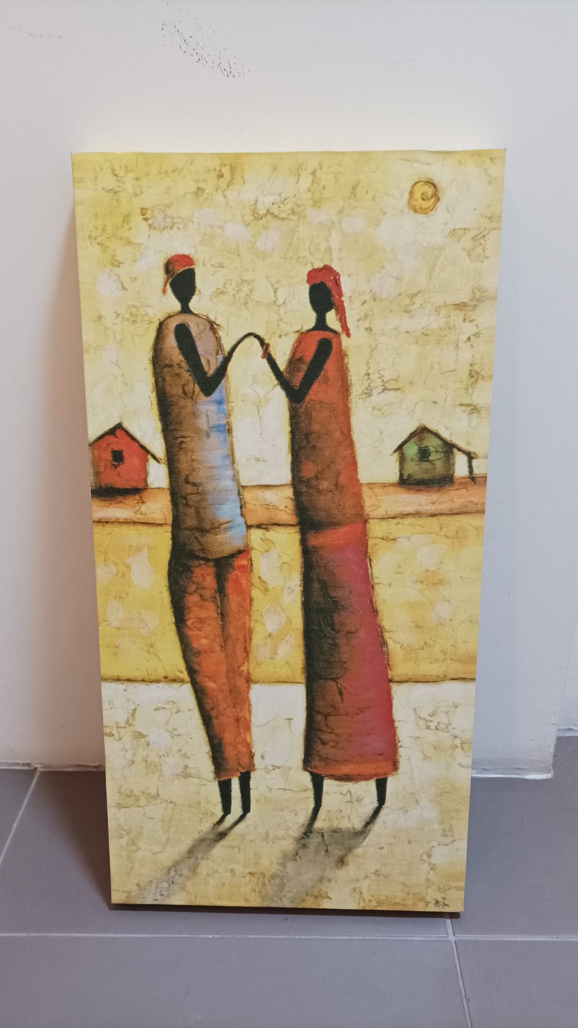 Pintura em tela retangular