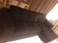 Sofa preto com chaise longue