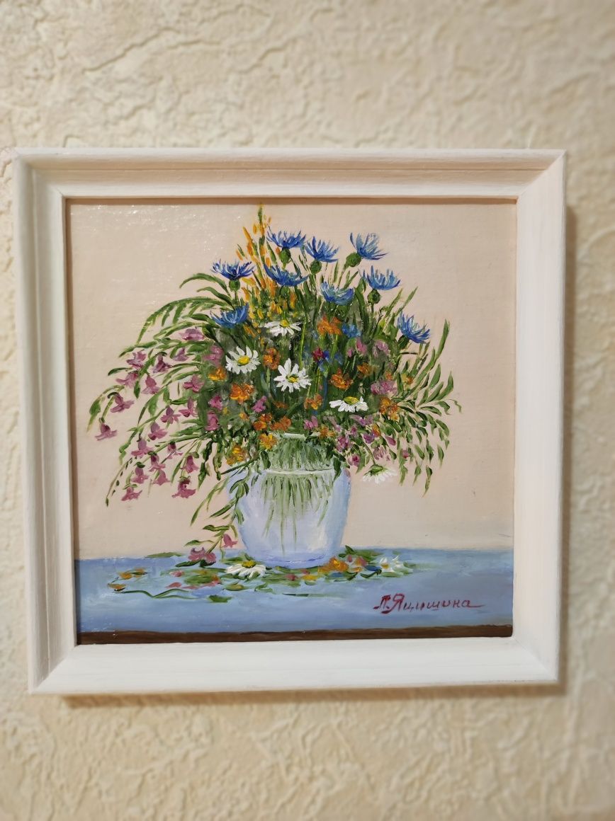 Картина "Польові квіти" 20×20 см