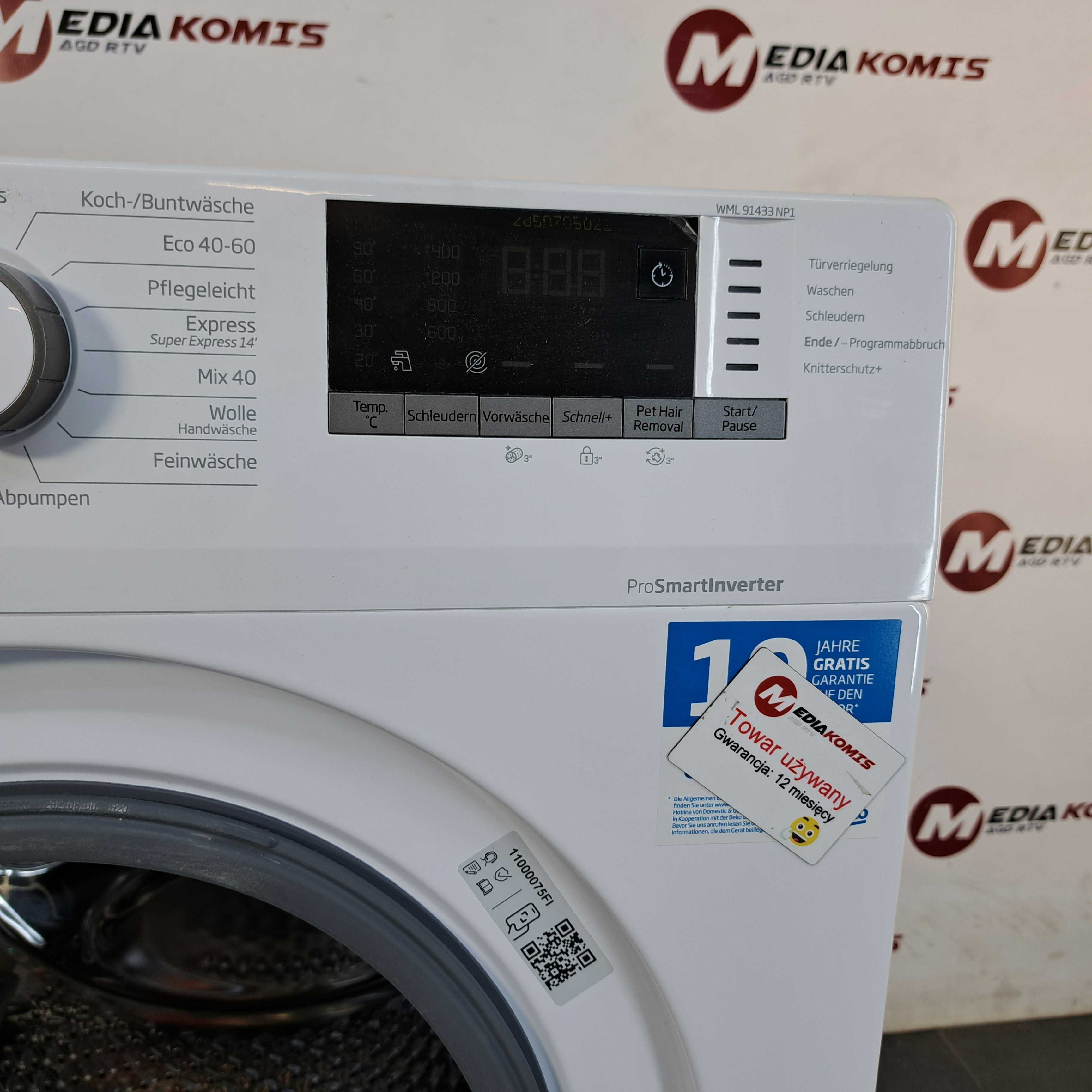 Pralka Beko WML91433NP1 [12m-cy gwar] B / 9 kg / 1400 obr / 64 cm gł