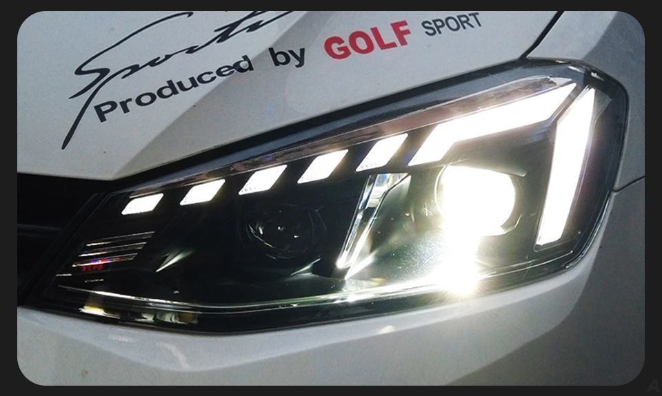 Lampy Przednie LED do VW Golf 7 - Styl Audi, Animowane DRL, Dynamiczny