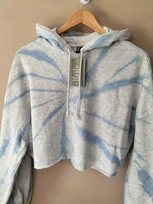 Damska bluza dresowa z kapturem krótka cropped Ala tie dye oversize