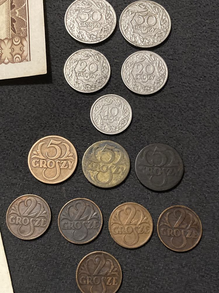 Monety 2 RP 1923 - 1939 i banknoty