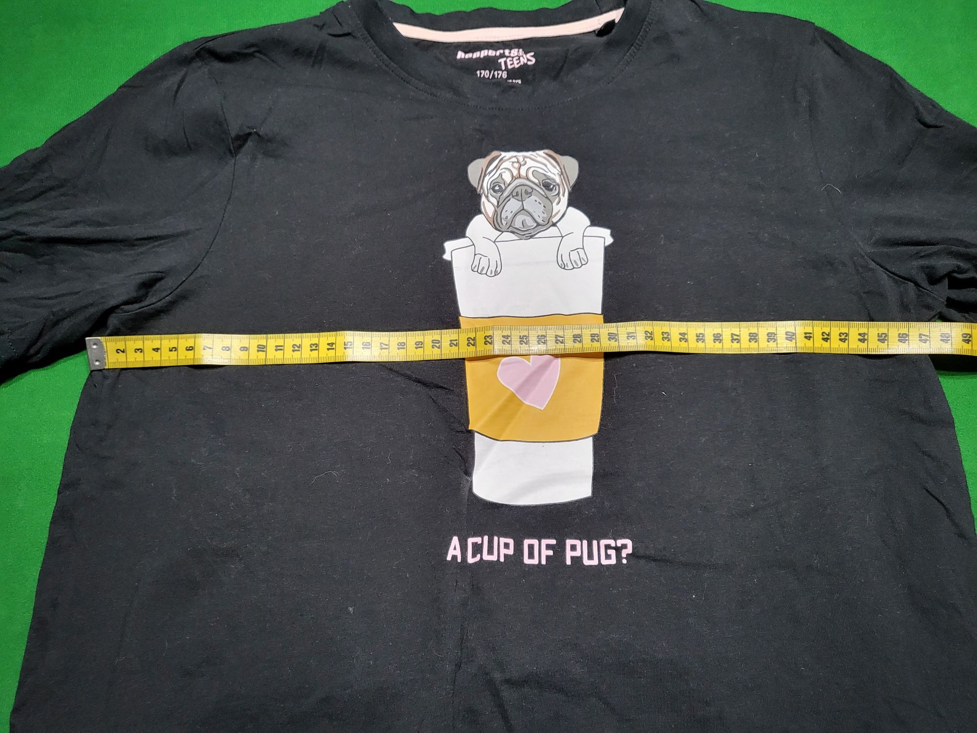 Czarny crop top mops pug S M