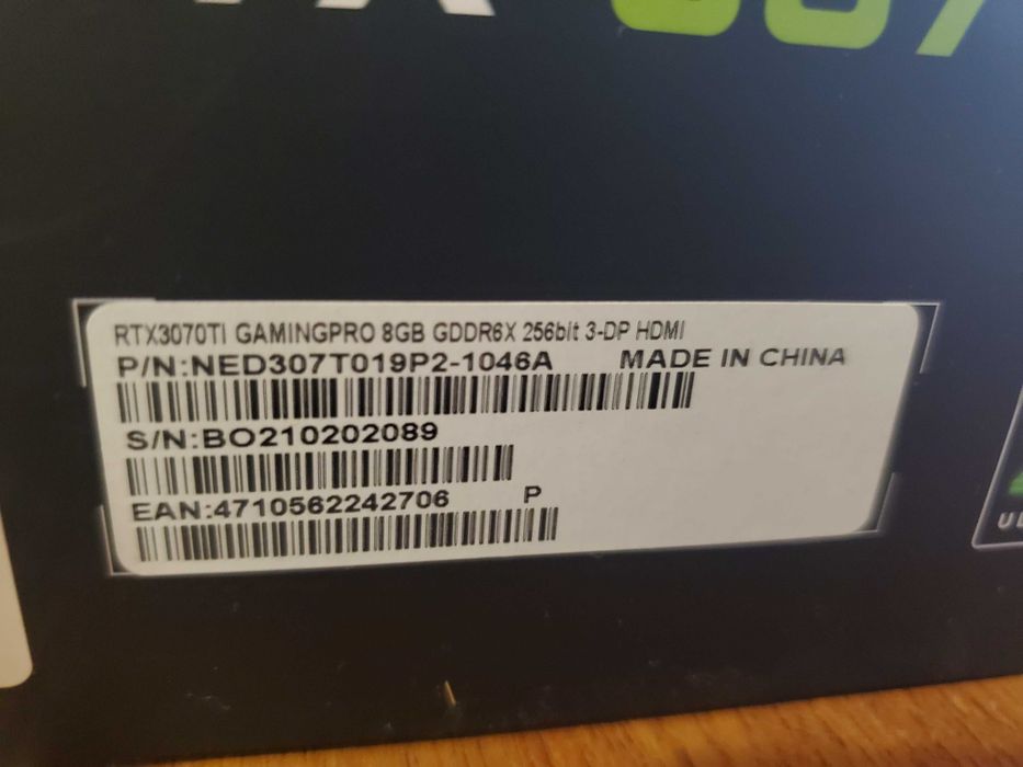 Відеокарта PALIT GamingPro Geforce RTX 3070Ti 8GB GDDR6X