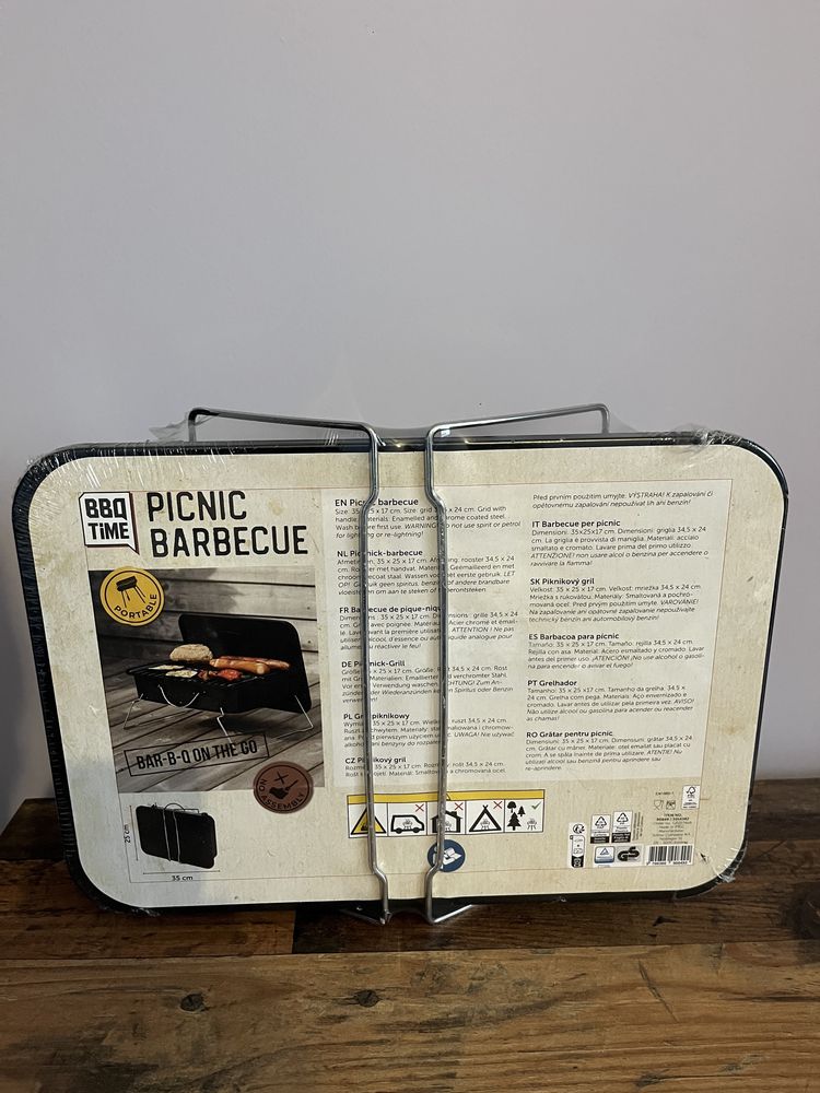 Grill turystyczny węglowy BBQ Time 35 x 25 cm