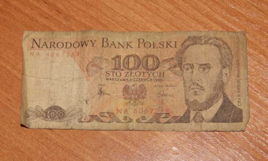 Stary banknot 100 złotych polski PRL