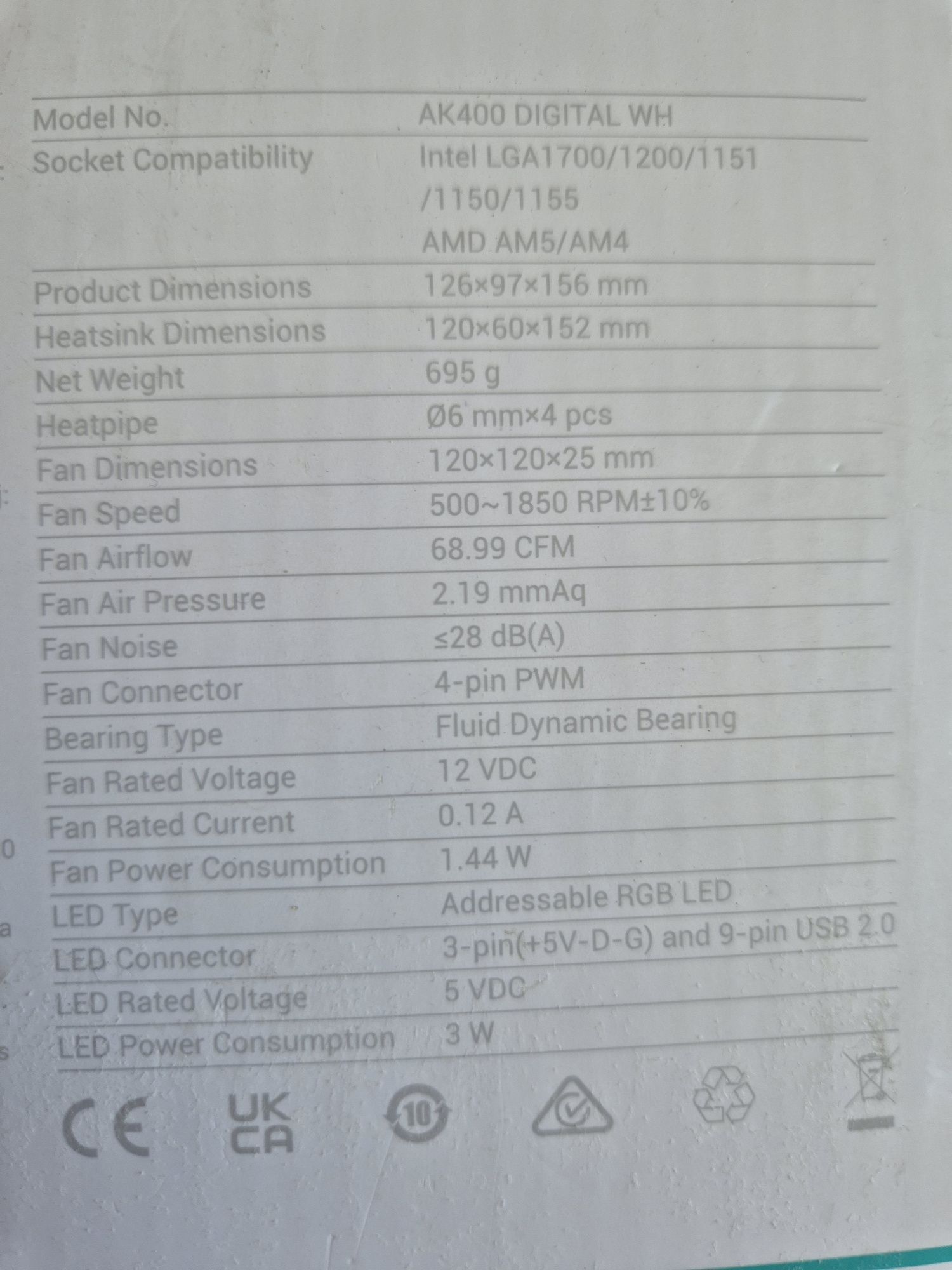 Chłodzenie Deepcool ak400 digital wh