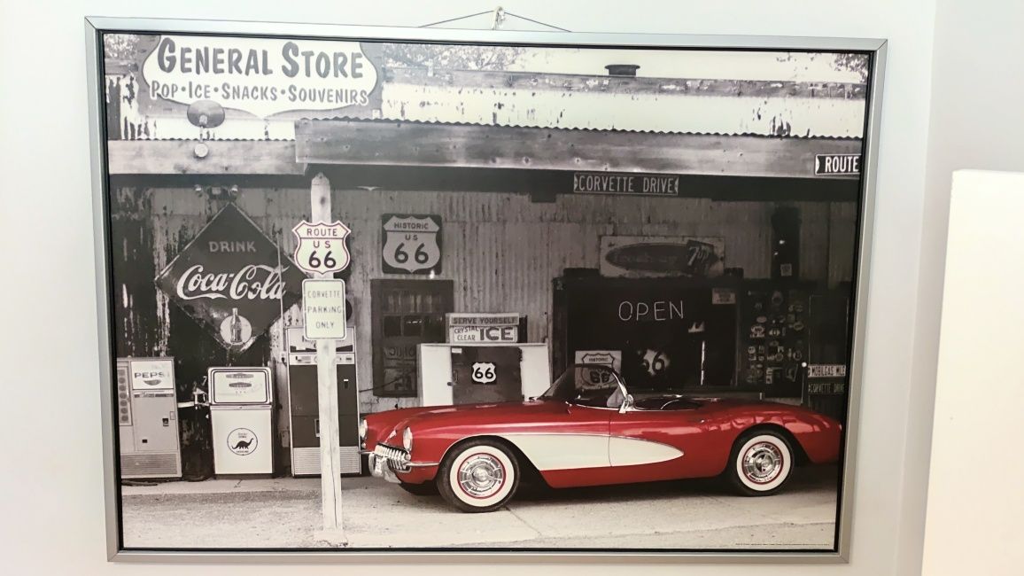 Obraz retro IKEA Corvette Route 66 140x100