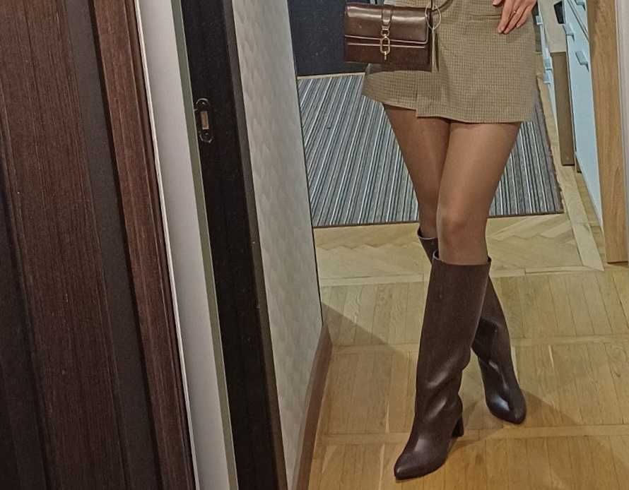 Осінньо-зимові жіночі високі широкі чоботи (сапоги)