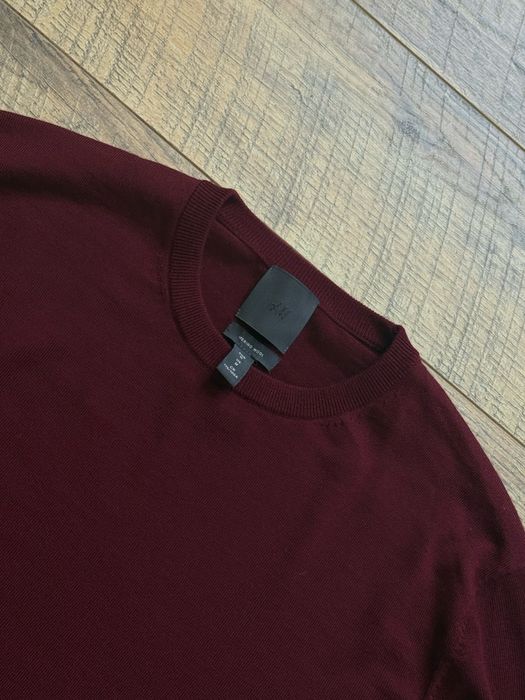 Свитер шерстяной М H&M бордовый трикотажный вязаный old money luxury