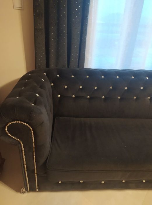 Sofa chesterfield kanapa glamur z funkcją spania. Okazja REZERWACJA