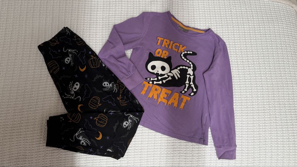 Piżama halloween dynia fioletowa trick or treat 134/140 9/10l