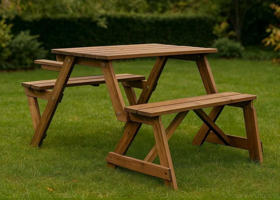 Mesa/Banco de Jardim "Transformer" em Madeira