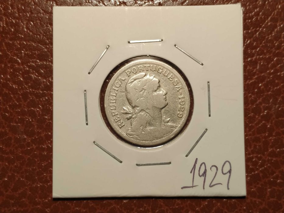 382 Portugal - moeda de 50 centavos de 1929 em alpaca