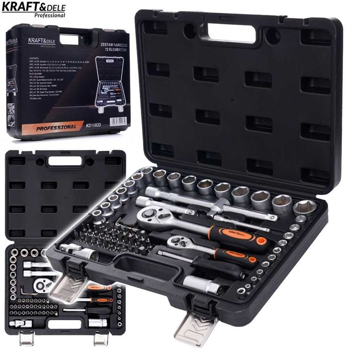 KRAFT&DELE Zestaw Kluczy Nasadowych 72el. Grzechotka Torx Bity KD10833