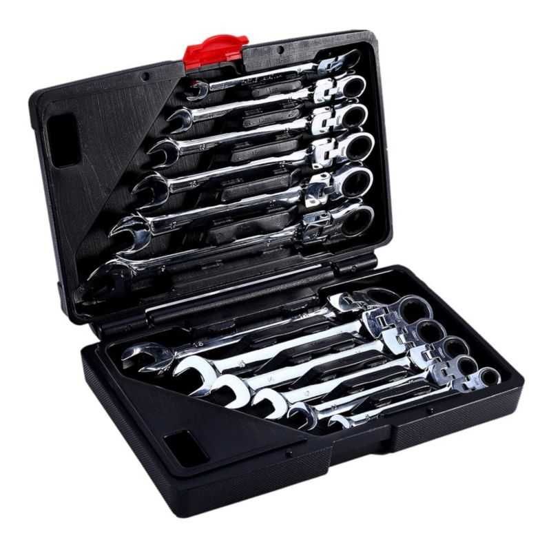 KRAFT&DELE Klucze Płasko Oczkowe Z Grzechotką Łamane 8-19mm KD11304