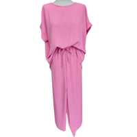 Lekki różowy przewiewny komplet oversize bluzka spodnie włoska jakość!