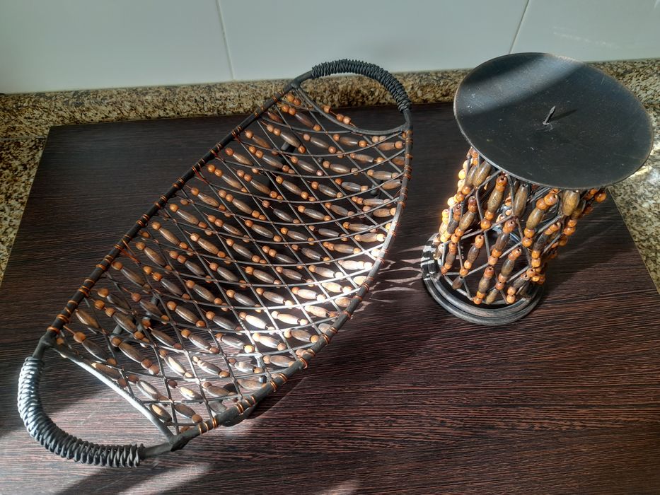 Conjunto de Centro de Mesa e Castiçal
