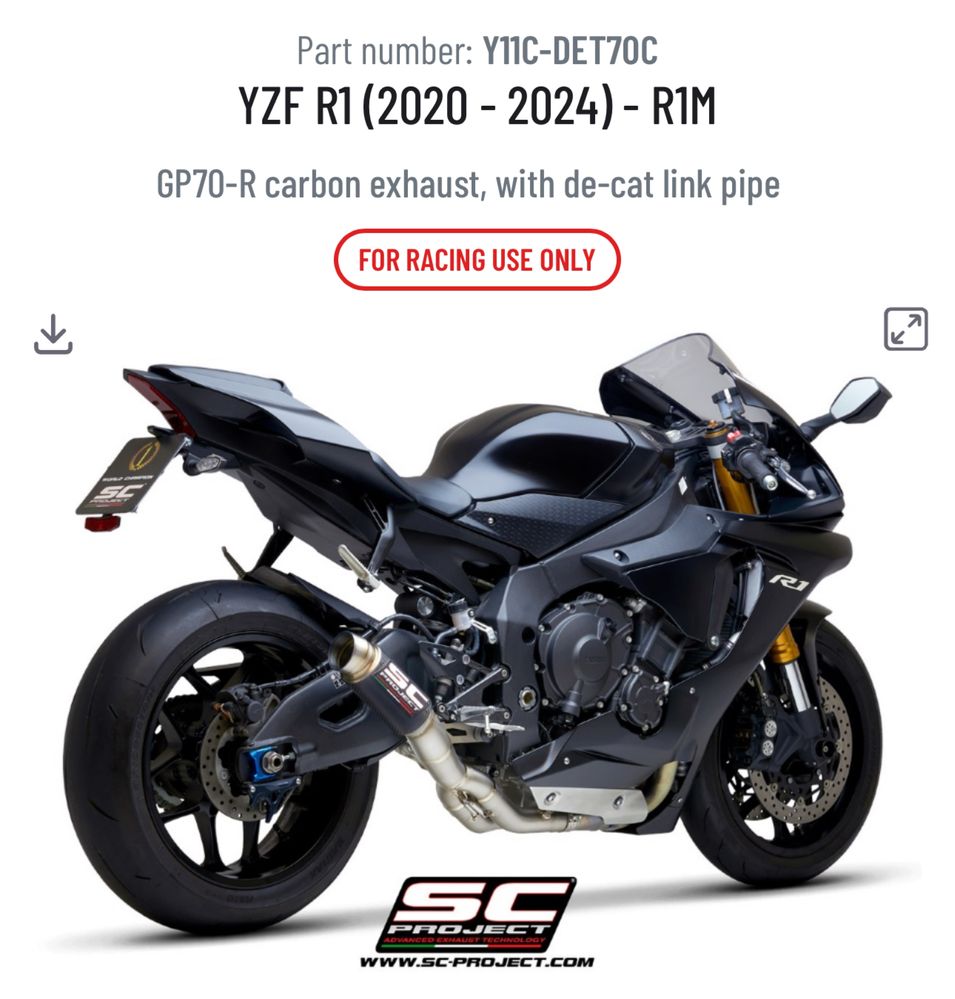 Escape Sc Project GP-70r Yamaha R1 20-24
