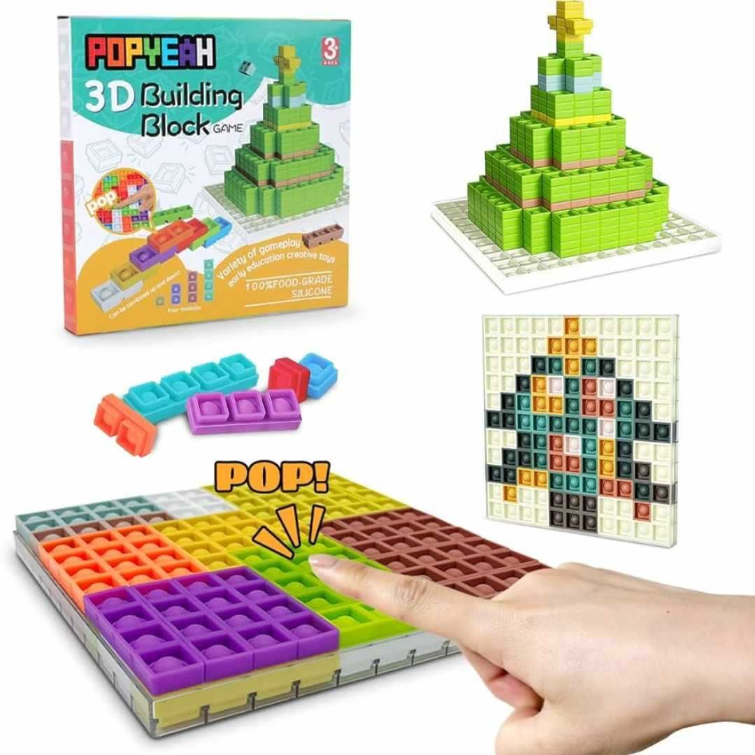 zabawka bąbelki tetris POP IT układanka PUZZLE 3w1 3D 120el